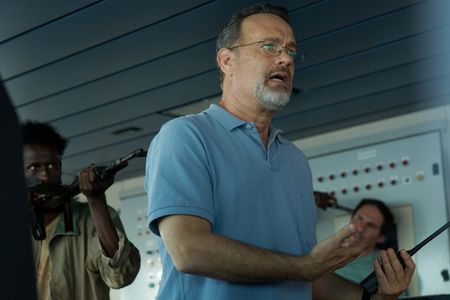 Tom Hanks, Corey Johnson, and Mahat M. Ali in Captain Phillips (2013)