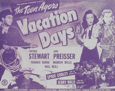 Spade Cooley, Warren Mills, Noel Neill, June Preisser, Freddie Stewart, and Jerry Wald in Vacation Days (1947)