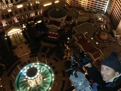 On top of Caesar's Palace, filming plates for 