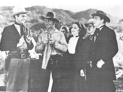 Fern Emmett, William Faversham, Oscar Gahan, Tex Ritter, Syd Saylor, and Ethelind Terry in Arizona Days (1937)