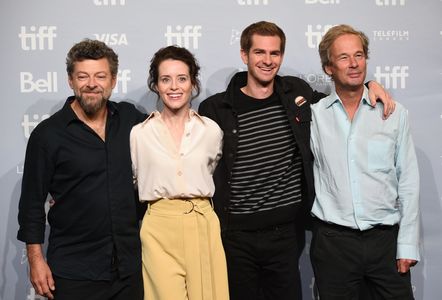 Jonathan Cavendish, Andy Serkis, Andrew Garfield, and Claire Foy at an event for Breathe (2017)