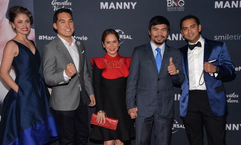 Manny Pacquiao, Jinkee Pacquiao, Jay Bajaj, and Ryan Moore at an event for Manny (2014)