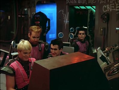 Patrick Byrnes, Gregory Bond, Craig Quiter, and Tom Nolan in Voyage of the Rock Aliens (1984)