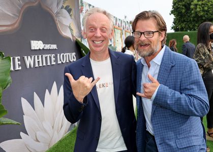 Steve Zahn and Mike White at an event for The White Lotus (2021)