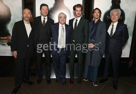 Yosuke Kubozuka with Martin Scorsese, Andrew Garfield, Issei Ogata, Tadanobu Asano, and Shinya Tsukamoto