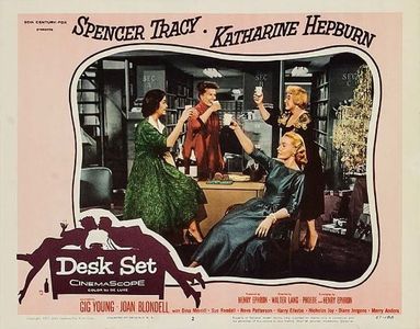 Katharine Hepburn, Joan Blondell, Sue Randall, and Dina Merrill in Desk Set (1957)