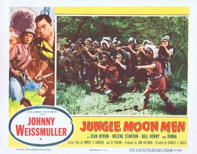 Jean Byron, Billy Curtis, and Johnny Weissmuller in Jungle Moon Men (1955)