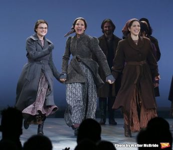 Opening night curtain call of Fiddler on the Roof on Broadway (also pictured: Melanie Moore and Alexandra Silber)