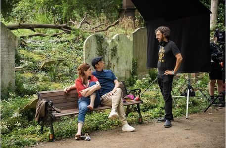 Daniel directing Colin Hanks and Aisling Bea on the set of And Mrs.