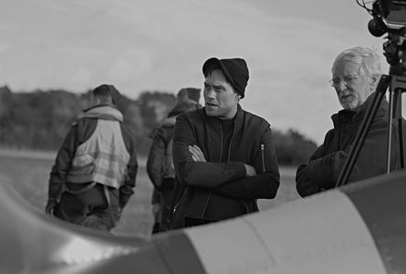 Director Dominic Higgins and producer John A Dawson on the set of The Shamrock Spitfire.
