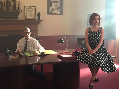 Lora McHugh with Eric Roberts on the set of Frank and Ava
