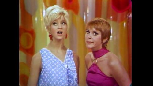 Goldie Hawn and Judy Carne in Rowan & Martin's Laugh-In (1967)
