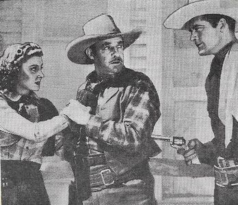Al Bridge, Iris Meredith, and Charles Starrett in The Man from Sundown (1939)