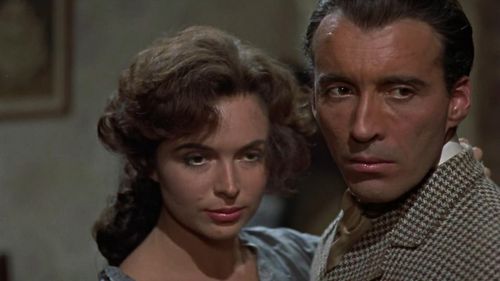 Christopher Lee and Marla Landi in The Hound of the Baskervilles (1959)