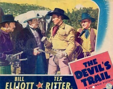 Noah Beery, Steve Clark, Bill Elliott, and Joe McGuinn in The Devil's Trail (1942)