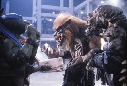Kurt Bryant, Mark Ginther, Brian Tochi, and Frank Welker in Teenage Mutant Ninja Turtles II: The Secret of the Ooze (199