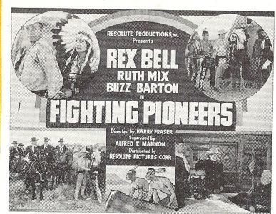 Buzz Barton, Rex Bell, Stanley Blystone, and Ruth Mix in Fighting Pioneers (1935)