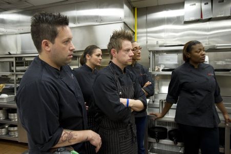 Richard Blais, Antonia Lofaso, Carla Hall, Michael Isabella, and Tiffany Derry in Top Chef (2006)