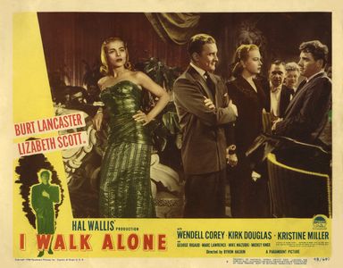 Kirk Douglas, Burt Lancaster, Franklyn Farnum, Bess Flowers, Kristine Miller, and Lizabeth Scott in I Walk Alone (1947)