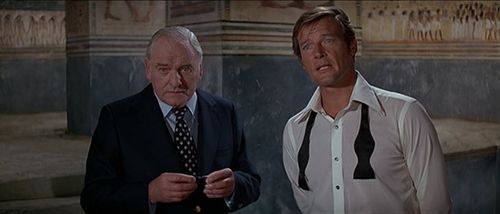 Roger Moore and Bernard Lee in The Spy Who Loved Me (1977)