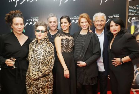 Yaël Abecassis, Amos Gitai, Keren Mor, Rotem Abuhab, Yuval Scharf, and Luna Mansour at an event for A Tramway in Jerusal