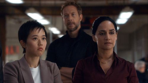 Still of Kris Holden-Ried, Archie Panjabi and Cihang Ma in Departure and Dead in the Water