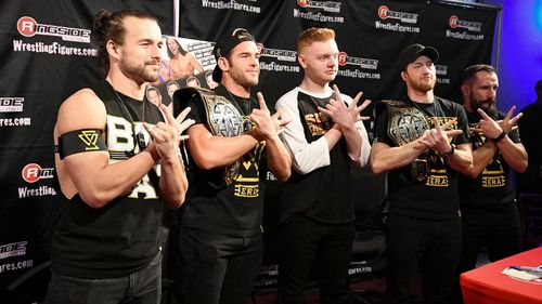 Chris Lindsey, Austin Jenkins, Kyle Greenwood, and Bobby Fish in WWE at Ringside Fest (2018)