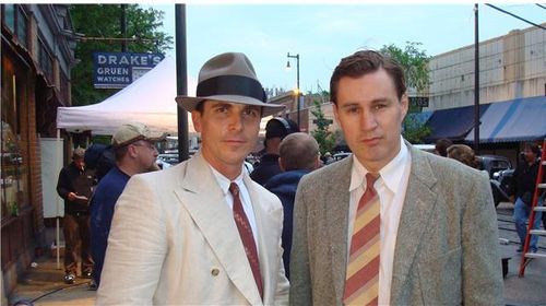 Christian Bale & Randy Ryan in Chicago for Michael Mann's Public Enemies(2009)