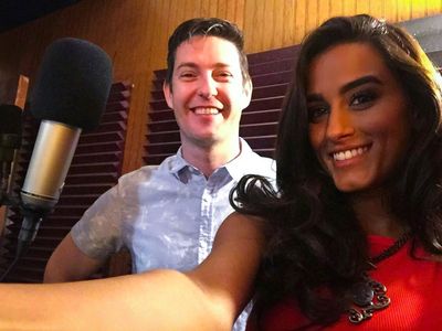 Chandni Parekh and Darren Jacobs at cast recording for The Radio Drama 