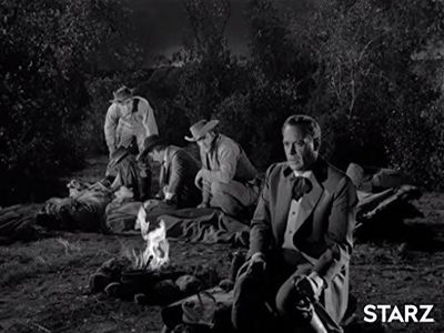 James Arness, Thomas Coley, Ross Elliott, Milburn Stone, and Dennis Weaver in Gunsmoke (1955)