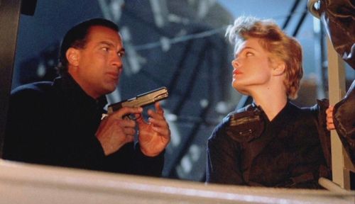 Erika Eleniak and Steven Seagal in Under Siege (1992)
