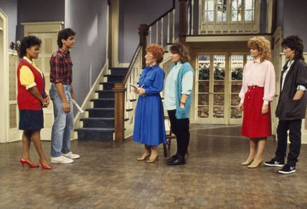 George Clooney, Nancy McKeon, Kim Fields, Mindy Cohn, Charlotte Rae, and Lisa Whelchel in The Facts of Life (1979)