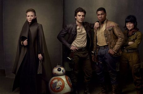 Carrie Fisher, Oscar Isaac, John Boyega, and Kelly Marie Tran in Star Wars: Episode VIII - The Last Jedi (2017)