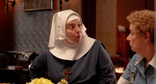 Rebecca Gethings as Sister Veronia in 'Call The Midwife', with Linda Bassett as Nurse Crane