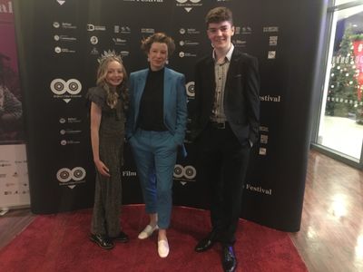 Niamh Dornan, Stacey Gregg, Lewis McAskie pictured at the screening of Here Before, Belfast Film Festival 2021