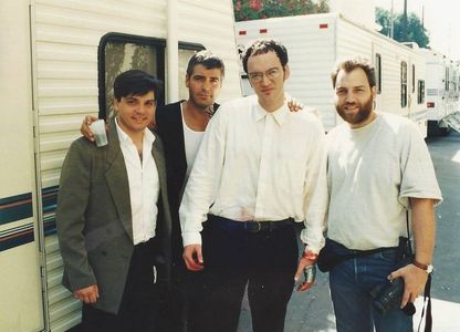 On the set of From Dusk Till Dawn with John Esposito, George Clooney, Quentin Tarantino and Robert Kurtzman