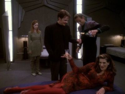 Hilary Shepard, Tim Ransom, Faith Salie, and Alexander Siddig in Star Trek: Deep Space Nine (1993)