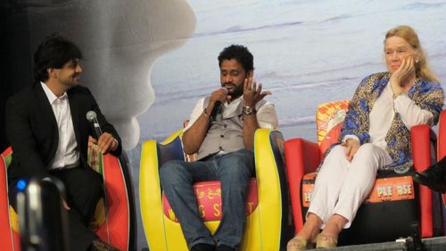 At the Media Briefing after a special screening of 'Liv and Ingmar' at IIFA 2012, Singapore : with Resul Pookutty and Li