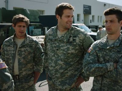Geoff Stults, Christopher Lowell, and Parker Young in Enlisted (2014)