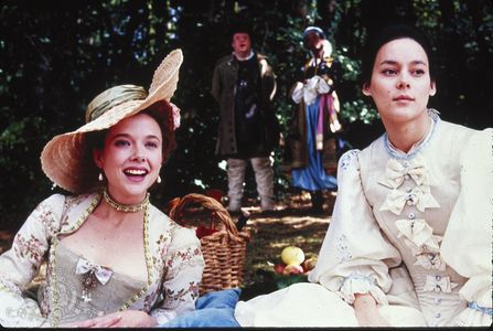 Meg Tilly, Annette Bening, and Ian McNeice in Valmont (1989)