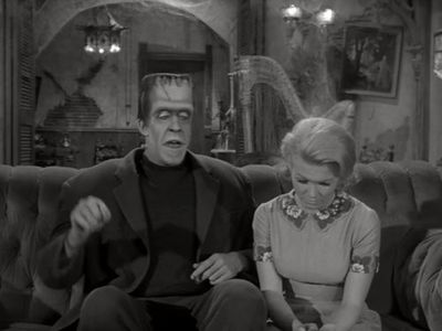 Fred Gwynne and Pat Priest in The Munsters (1964)