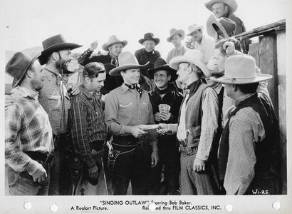 Bob Baker, Ken Card, Herman Hack, Chick Hannan, Art Mix, Wally West, and Hank Worden in The Singing Outlaw (1937)
