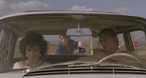 John Hurt, Laura del Sol, and Carlos Tristancho in The Hit (1984)
