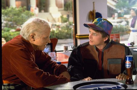 Michael J. Fox and Tom Wilson in Back to the Future Part II (1989)