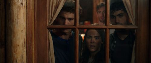Dustin Ingram, Nadine Crocker, Matthew Daddario, and Samuel Davis in Cabin Fever (2016)