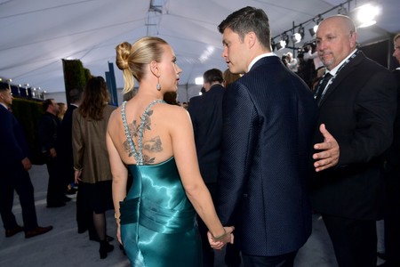 Scarlett Johansson and Colin Jost at an event for The 26th Annual Screen Actors Guild Awards (2020)