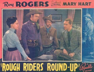 Roy Rogers, Raymond Hatton, George Meeker, and Dorothy Sebastian in Rough Riders' Round-up (1939)