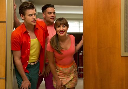 Lea Michele, Mark Salling, and Chord Overstreet in Glee (2009)