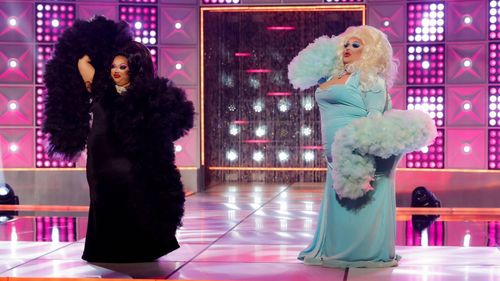 Mistress Isabelle Brooks and Sharon Tang in RuPaul's Drag Race (2009)