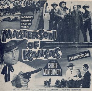 Nancy Gates, James Griffith, William Henry, and George Montgomery in Masterson of Kansas (1954)